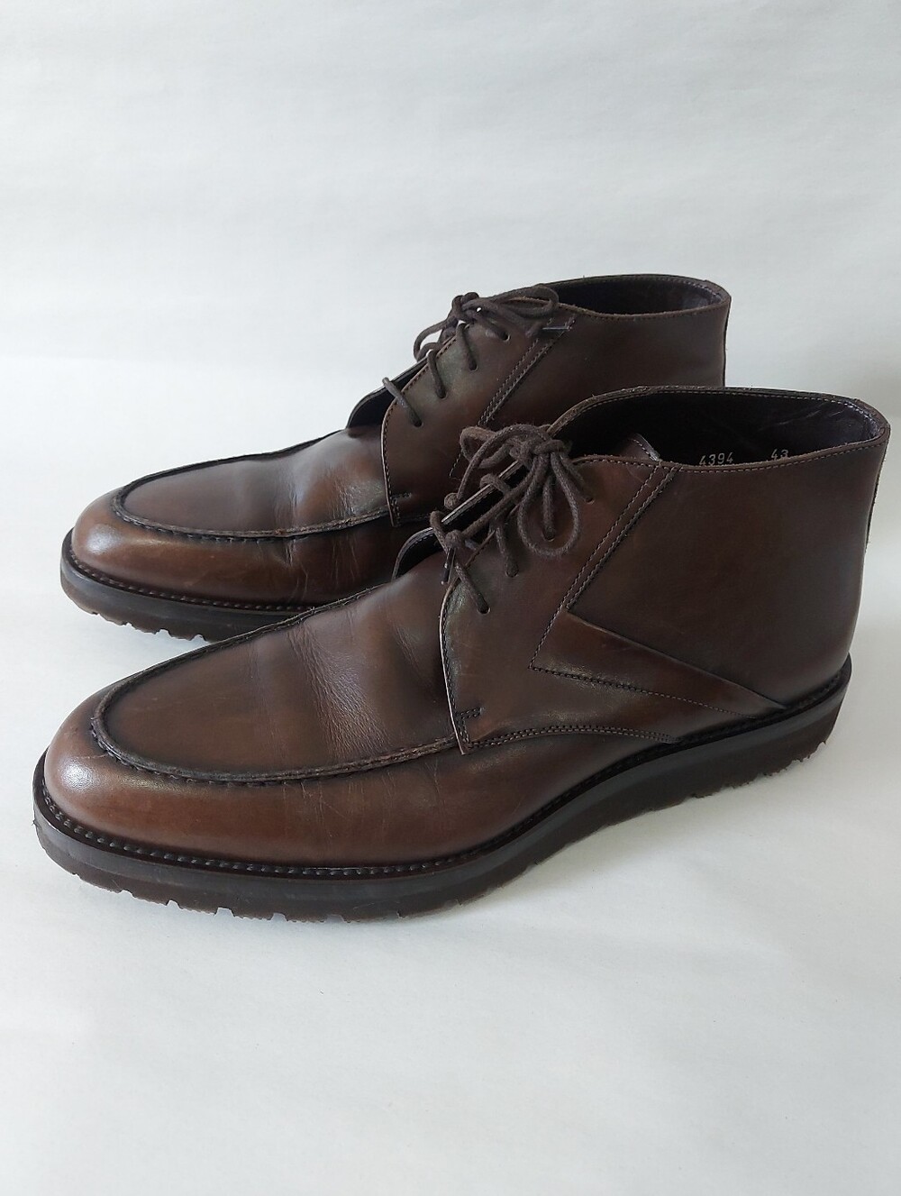 Davids Men Laceup High Ankle Dress Chukka Boots Size 43 EU Brown Leather Preppy